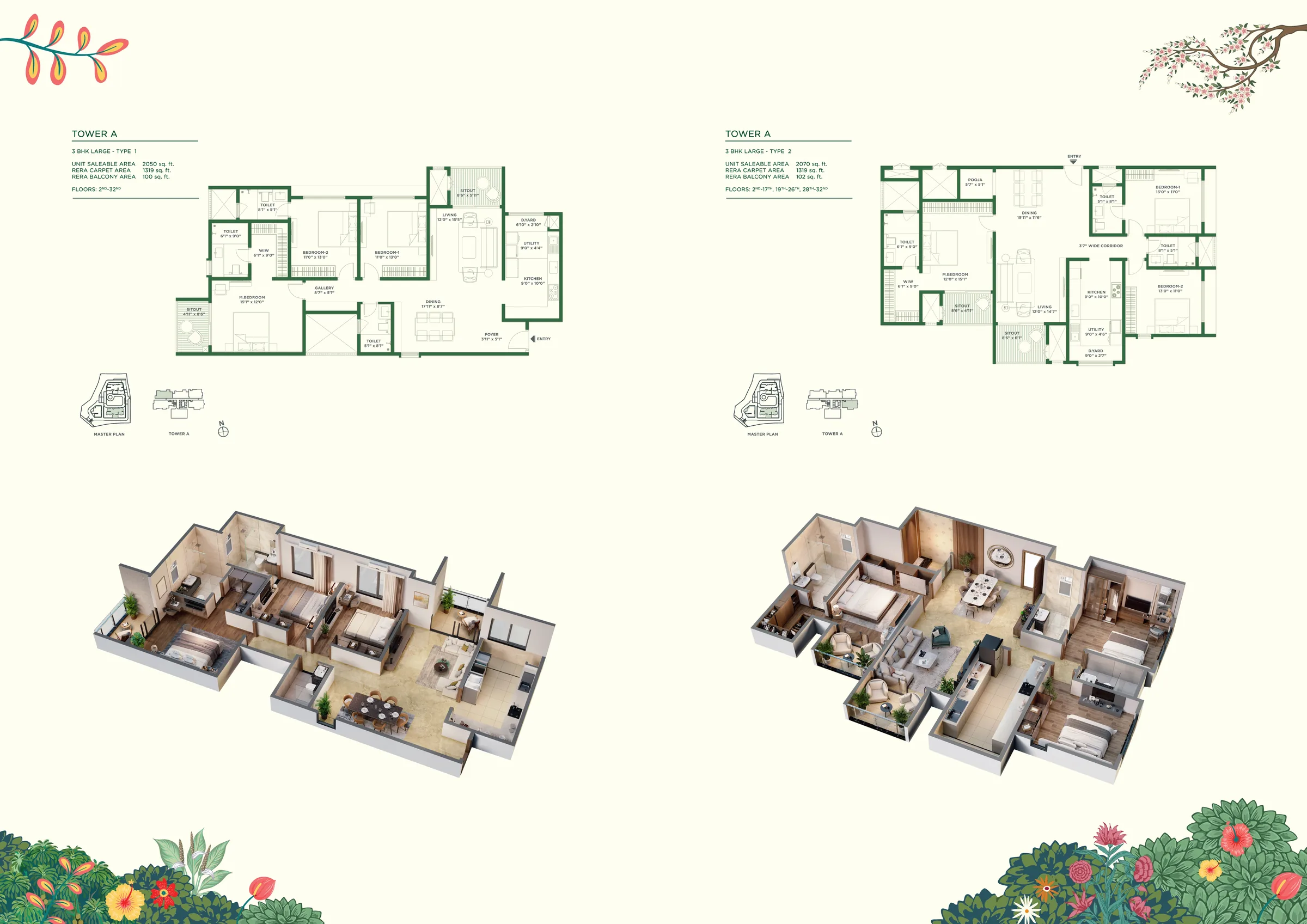 Vaishnavi AT-One Krishna Brindavan 3 BHK Large Type 1 Floor Plan